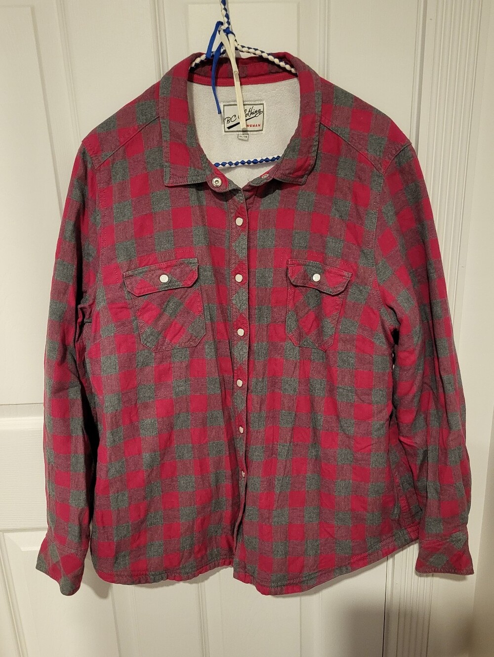 Heritage Pink & Gray Plaid Button-Front Utility Jacket